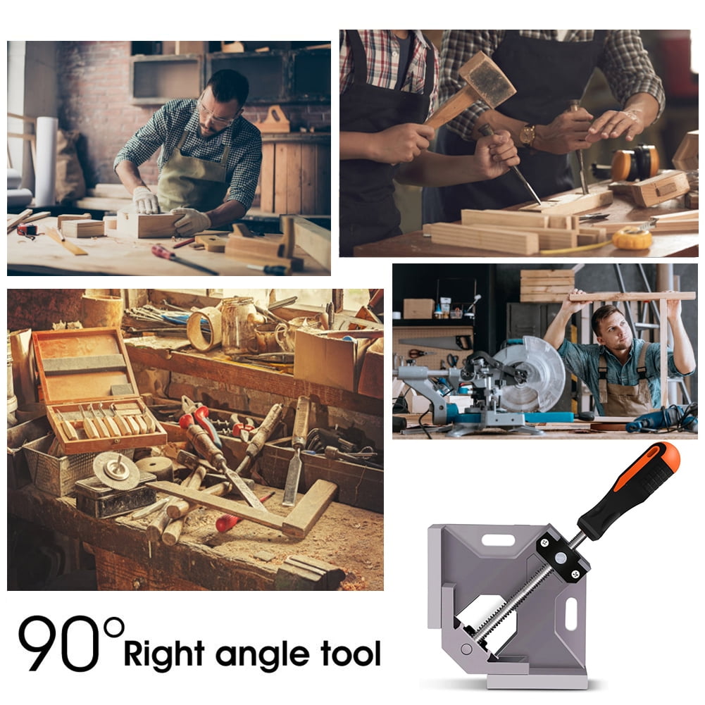 LEJOSTOL 2 Pack Right Angle Clamp - 90 Degree Clamps for Woodworking, Single Handle Aluminum Alloy Corner Clamp with Adjustable Swing Jaw