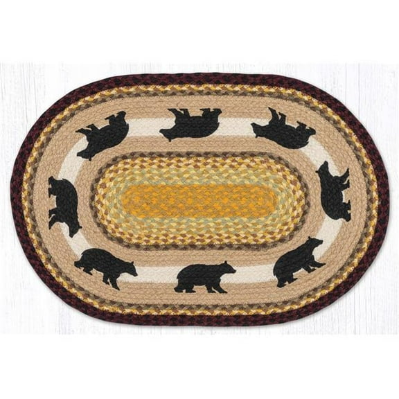Earth Rug 65-395CB2 20 x 30 in. OP-395 Cabin Bear 2 Oval Patch Braided Rug