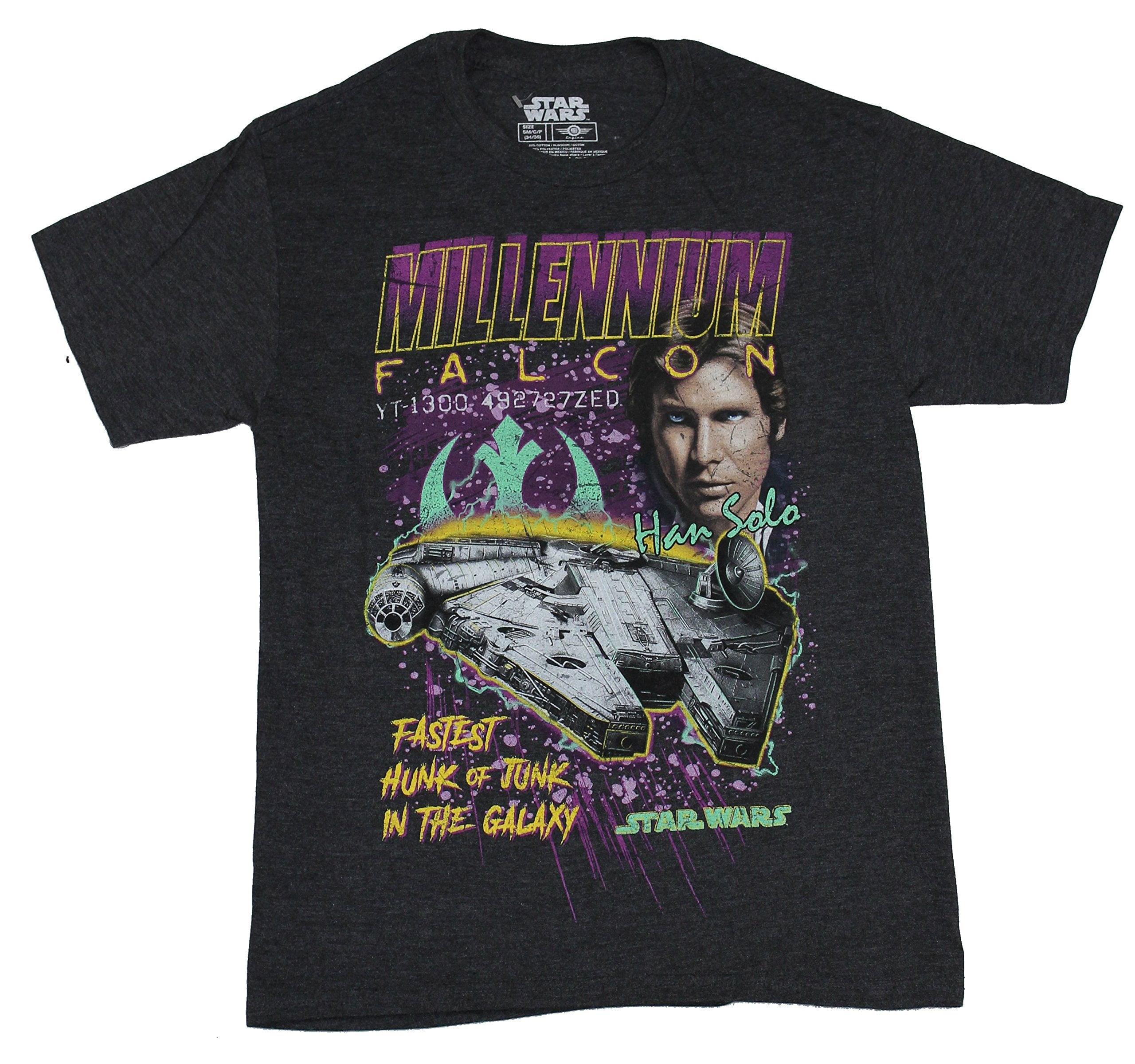 heroïsch Een trouwe gaan beslissen Star Wars Mens T-Shirt - Millenium Falcon Fastest Hunk of Junk Han Solo  Image - Walmart.com