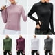 thumbnail image 3 of Camisa deportiva para mujer Color sólido Cuello alto Manga larga Cremallera, 3 of 7