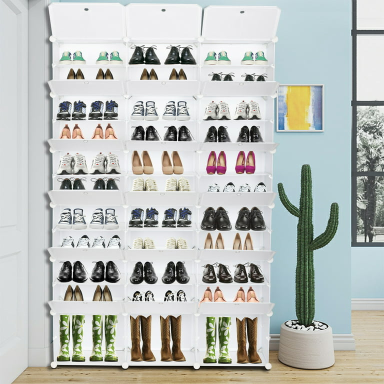 Simple Modular Shoe Rack with Door Large Capacity Saving Space Stackable  Boots Shoes Organizer Home DIY