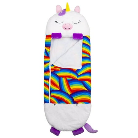 Happy Nappers: Pillow & Sleepy Sack: Large - White Unicorn - 66 x 30", 2-In-1: Plush Animal Opens To Sleeping Bag, Soft Play & Nap Character, Kids 7 