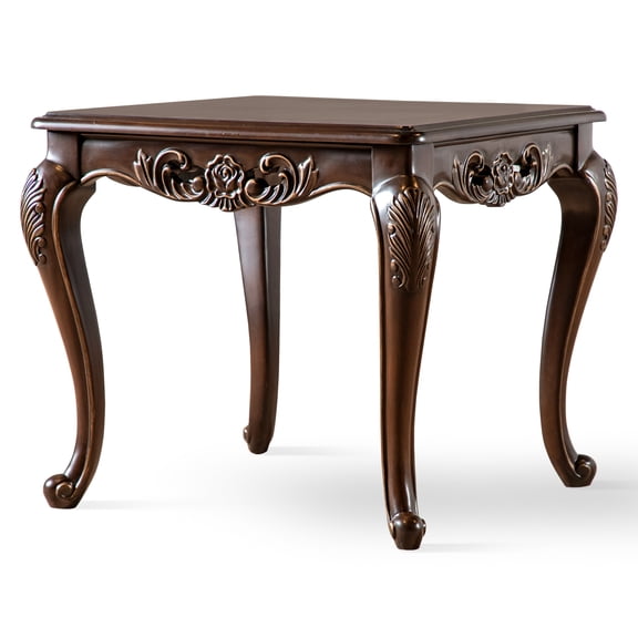 Furniture of America Emmell Traditional Solid Wood End Table, Cherry