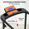 thumbnail image 4 of Folding Treadmill for Seniors with Long Handrails, 2.5 HP Portable Walking Jogging Treadmill with App, Safety Key, 0-6 MPH, Black Orange, 4 of 7