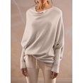 thumbnail image 3 of Women'S Fall Sweaters 2025 Casual Long Batwing Sleeve Loose Off Shoulder Knit Pullovers Jumper Tops Light Brown One size, 3 of 5