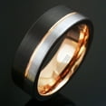 thumbnail image 4 of Tungsten Carbide Rings for Men Wedding Bands for Him 6mm Silver Black Off-Center Rose Gold, 4 of 5