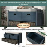 Walmart's Solid Wood Entryway Bench, Navy, with Padded Sitting ...