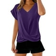 thumbnail image 3 of Uqiangy Tops To Wear With Skorts for Women Women Blouses Tie Front Crop Tops for Women Tie Front Comfy Tee Twist Front Tops for Women Blue M, 3 of 6