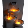 thumbnail image 5 of Teamson Home 3-Tier Cascading Outdoor Water Fountain with Planter & LED Lights, Gray, 5 of 12