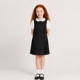 thumbnail image 3 of LittleSpring Black Dress for Girls Size 6 Kids Pleated Dress with Bows School Uniforms Jumper Dress Back Zipper Crewneck, 3 of 6
