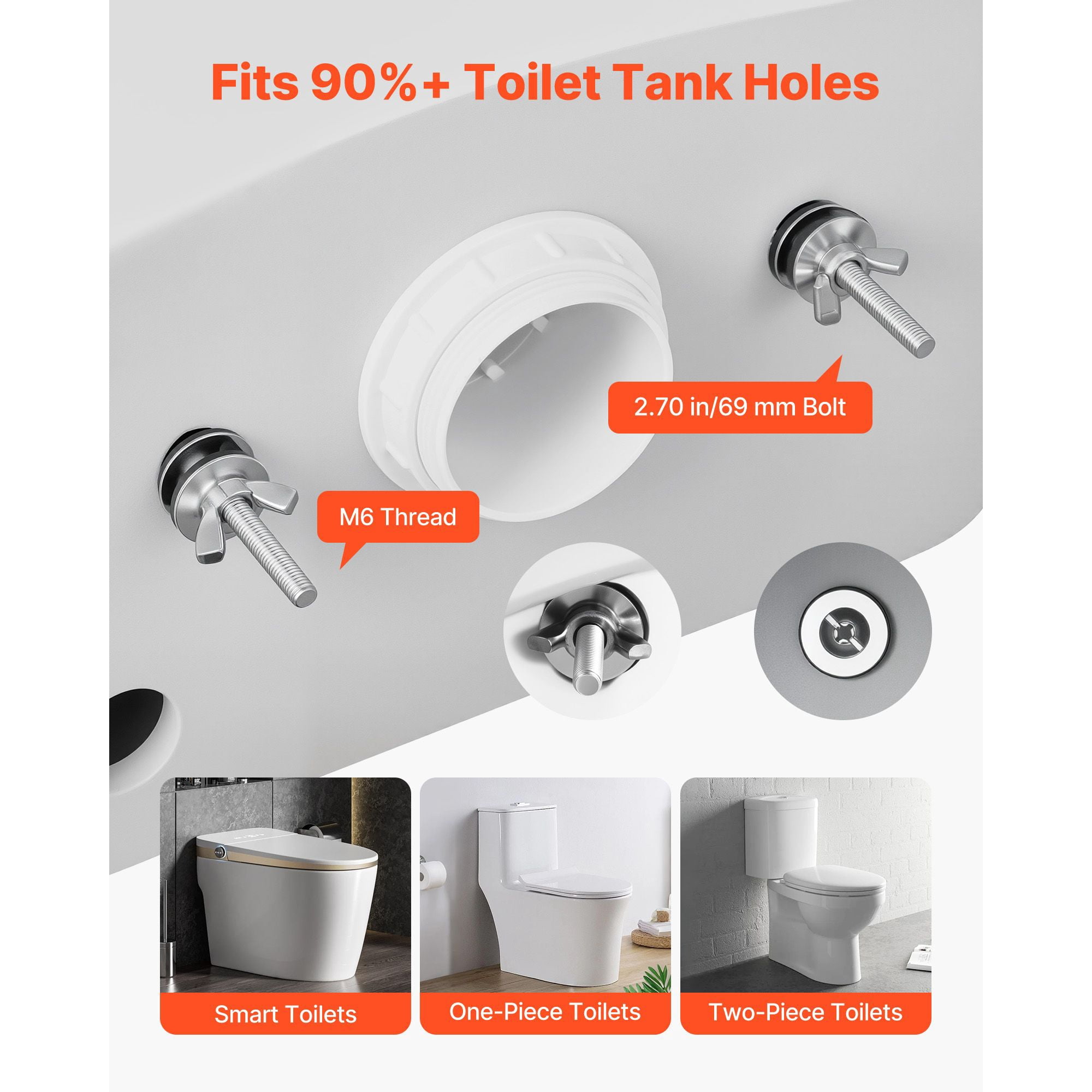 304 Stainless Steel Toilet Bolts Set Rust Resistant, Heavy Duty Toilet Seat & Tank Mounting Hardware, Premium Metal Bolts for Bathroom Toilet Repair