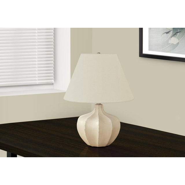 Monarch Specialties Lighting, 21"h, Table Lamp, Cream Resin, Ivory / Cream Shade, Transitional