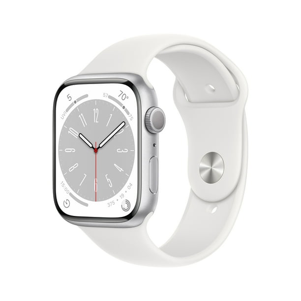 Apple Watch Series 8 GPS 45mm Silver Aluminum Case with White Sport Band -  M/L