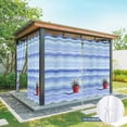 thumbnail image 6 of Outdoor Curtains for Patio Waterproof, Blue Ombre Striped Daisy Outdoor Privacy Panels Grommet, Vintage Flowers Abstract Art Blackout Outside Curtains for Porch/Cabana 54"x84", 2 Panels, 6 of 8