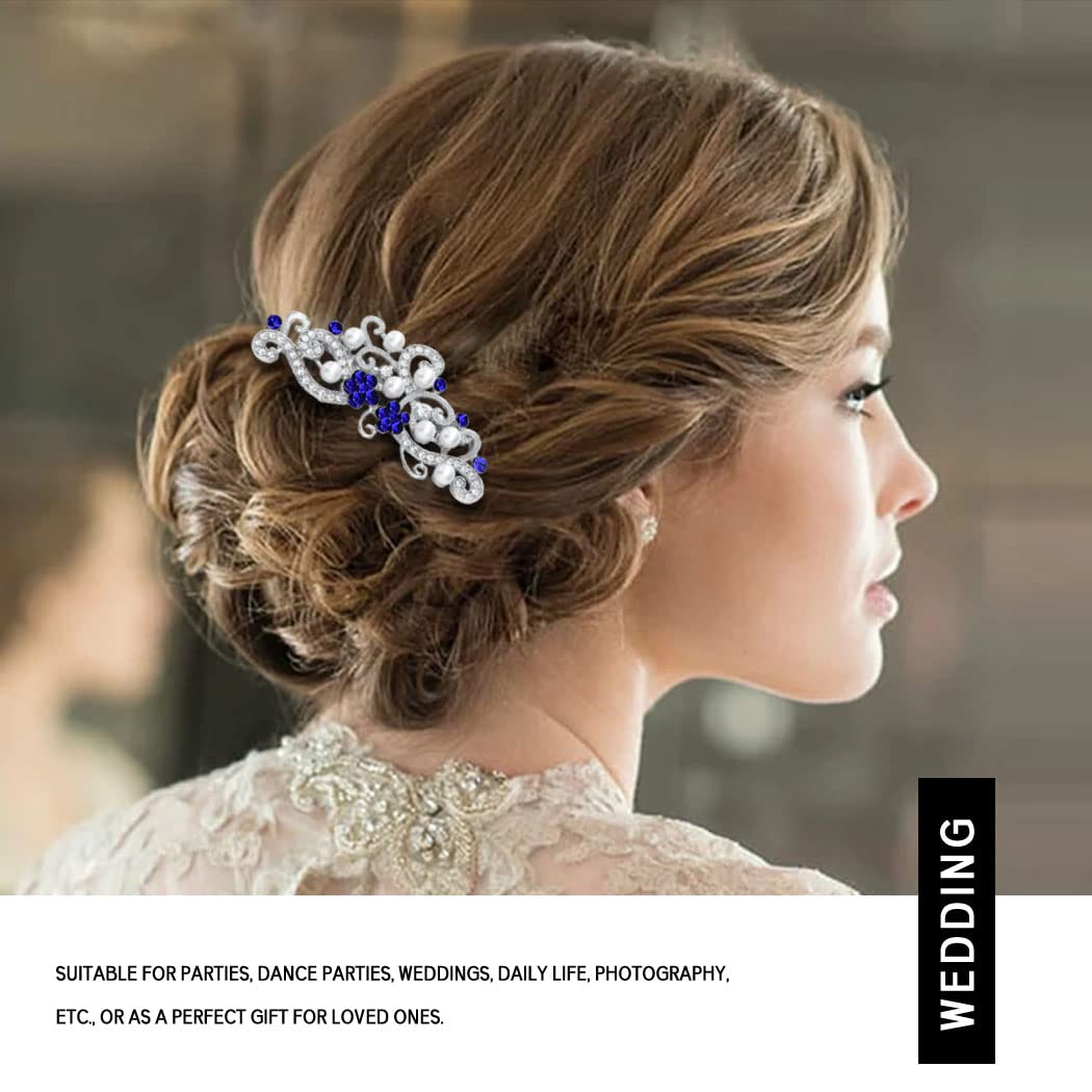 Bride Wedding Hair Comb Rhinestones Bridal Hair Accessories Pearl Hair Piece Decorative Hair Clip for Women and Girls(Rose Gold)