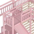 thumbnail image 6 of URTR Twin Over Twin House-shaped Bunk bed with Slide, Storage Stairs and Guardrail, Wooden Twin Size Playhouse Bunk Bedframe for Bedroom, Two Placement Methods, Noise-free Design, Pink, 6 of 9