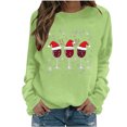 thumbnail image 3 of Meichang Sweatshirts à Col Rond pour Femmes Chandail de Noël Imprimé Verre de Vin Manches Longues Automne Hiver Hauts de Fête Familiale, 3 of 6