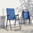 thumbnail image 3 of Outsunny Ensemble de 2 Chaises de Patio Pliantes, Chaises de Salle à Manger d'Extérieur, Bleu, 3 of 10