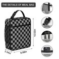 thumbnail image 3 of Gray and Black Checkered Pattern Insulated Lunch Bag for Men Women,Waterproof Lunch Box for Work,Picnic or Travel,Thermal Insulation,10.63x9.06x3.54 Inches, 3 of 5