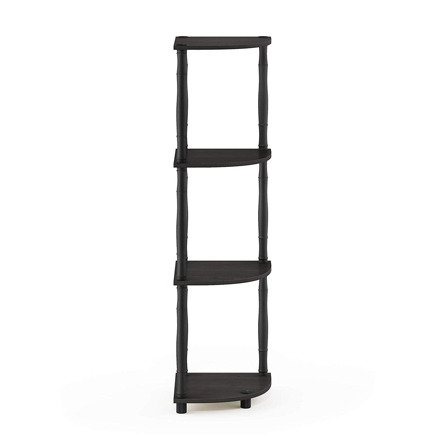 Furinno Turn-N-Tube 4-Tier Corner Display Rack Multipurpose Shelving Unit with Classic Tubes, Espresso/Black
