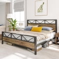 thumbnail image 3 of LIKIMIO Queen Bed Frame, Tall Industrial Headboard 51.2 ", Platform Bed Frame with Strong Metal Support, Solid and Stable, Noise Free, No Box Spring Needed, Easy Assembly, Vintage Brown, 3 of 18
