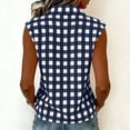 thumbnail image 5 of MORESEC Women Plus Size Collared Sleeveless Button Down Plaid Casual Tank Top for Women Dressy Basic Tops Party Summer Clothes, Navy 2XL, 5 of 8