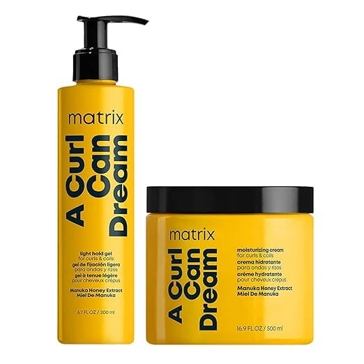 Matrix A Curl Can Dream Leave-in Cream and Light Hold Gel Set | For all Curly & Coily Hair | Moisturizes & Defines Curls | No flaking or crunch | Conditioning Treatment | Styling Gel