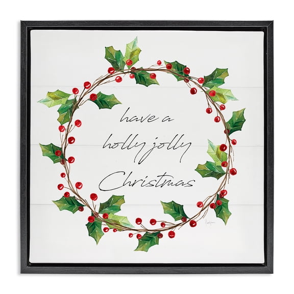 Stupell Industries French Country Christmas Seasonal Phrase Black Floating Frame Canvas Art, 18 x 18, by Livi Finn