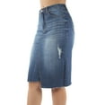 thumbnail image 5 of Fashion2Love Womens Junior Plus Size Juniors below Knee Length Midi Pencil Ripped Denim Skirt, 5 of 10
