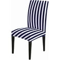 thumbnail image 3 of Dining Chair Slipcover Set of 6, Blue Vertical Stripes Background Stretch Chair Covers Elastic Chair Cover for Kitchen Home or Party, 3 of 4
