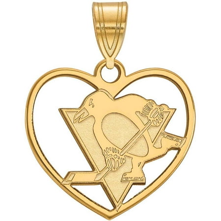 LogoArt NHL Pittsburgh Penguins 14kt Gold-Plated Sterling Silver Pendant in Heart