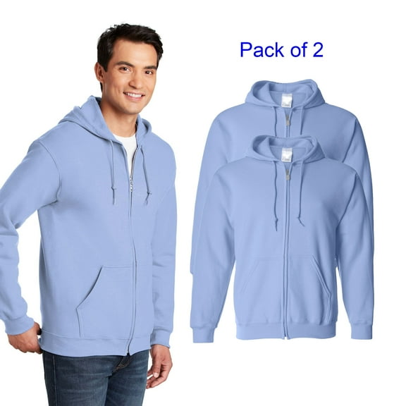 Gildan Unisex Heavy Blend Fleece Hooded Sweatshirt GR18 Men's Casual Pocket Hoodie, Carolina Blue 2 Pack S
