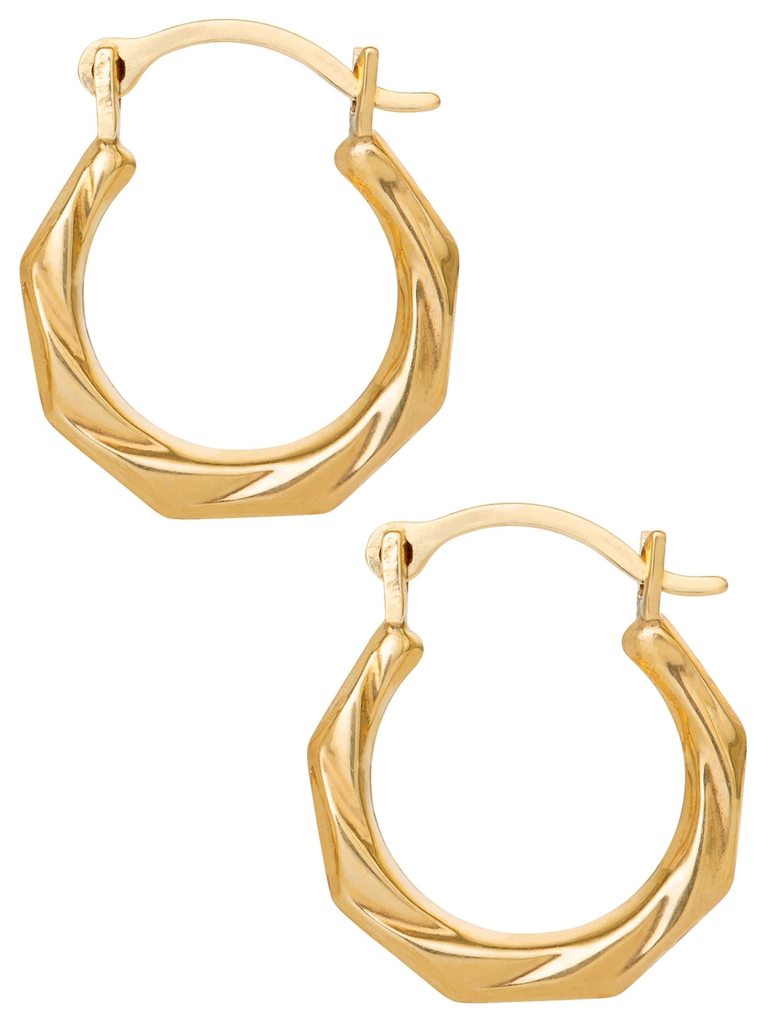 Brilliance Fine Girl’s 14K Yellow Gold Swirl Hoop Earrings for Kids