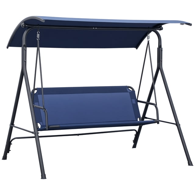 Outsunny Balançoire de Patio à 3 Places avec Auvent Réglable Bleu Foncé