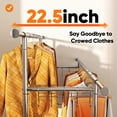 thumbnail image 3 of HOKEEPER Heavy Duty Double Rails Clothes Rack with Shelves, 450lbs Capacity Steel Garment Rack with Wheels, Commercial Grade Adjustable Length Bottom Mesh Shelf for Storage, Silver, 3 of 7