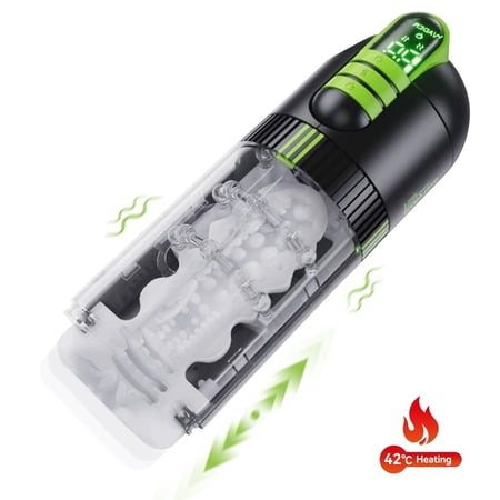 Heating Automatic Male Masturbator Cup,9 Vibrating & 5 Thrusting Male Stroker,Adult Sex Toys for Men-Gray & Green
