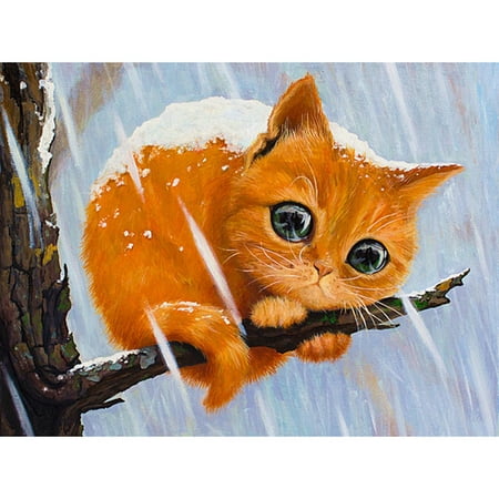 Knit Coat Pattern - 8 * 10 inches/20 * 25cm DIY 5D Diamond Painting Kit Cat Pattern Resin Rhinestone Mosaic Embroidery Cross Stitch Craft Home Wall Decor