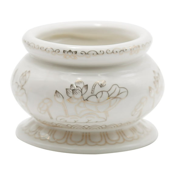 Small White Ceramic Incense Burner Pot, 4 inch Incense Censer, for Meditation, Prayer and Praying Buddha