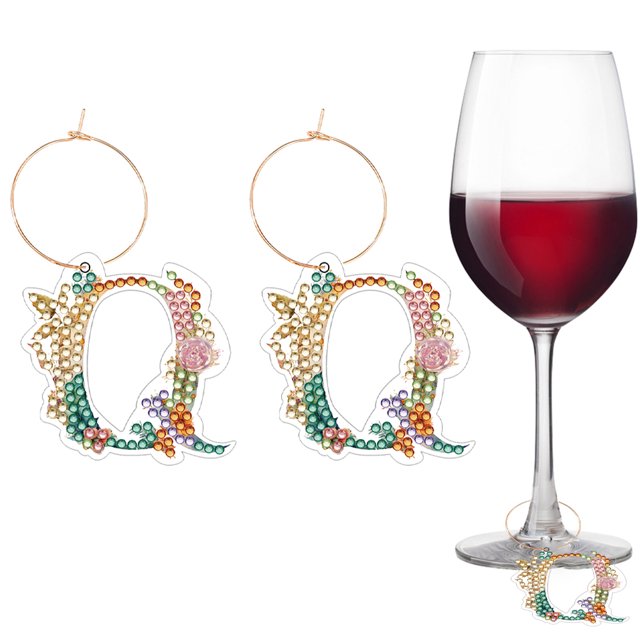 Etiquetas Anillo para Con Pintura Diamantes 2 Uds. Dijes Copas Vino