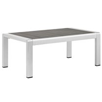 Afuera Living Outdoor Patio Wood and Aluminum Coffee Table in Silver/Gray