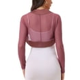 thumbnail image 3 of INSPIRE CHIC Women's Satin Shrugs for Evening Dress Open Front Mesh Cardigan Elegant Wedding Bolero M Dark Pink, 3 of 6