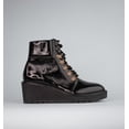 thumbnail image 3 of Cecelia New York Geraldine Black Patent Leather Wedge Lace Up Buckle Ankle Boots (Black Patent, 5.5), 3 of 4