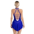 thumbnail image 2 of YONGHS Women's Figure Skating Dress Glittery Rhinestone Halter Strappy Back Ballet Dance Leotard Blue XXL, 2 of 7