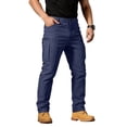 thumbnail image 2 of longantii Tactical Cargo Pants for Men Ripstop Elastic Waist Cargo Pants Fashion Work Trousers Summer Comfy Outdoor Army Tactical Pant with Pockets Blue M, 2 of 4