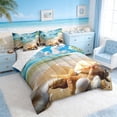 thumbnail image 2 of Manfei Tropical Beach Palm Tree Seashell Twin Bedding Sets for Kids Boys and Girls, Coastal Vacation Print Bedding Comforter Set, Reversible 7 Pieces, 2 of 6