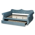 thumbnail image 2 of Baxton Studio Abbie Light Blue Velvet Upholstered and Crystal Tufted Queen Daybed with Trundle, 2 of 13