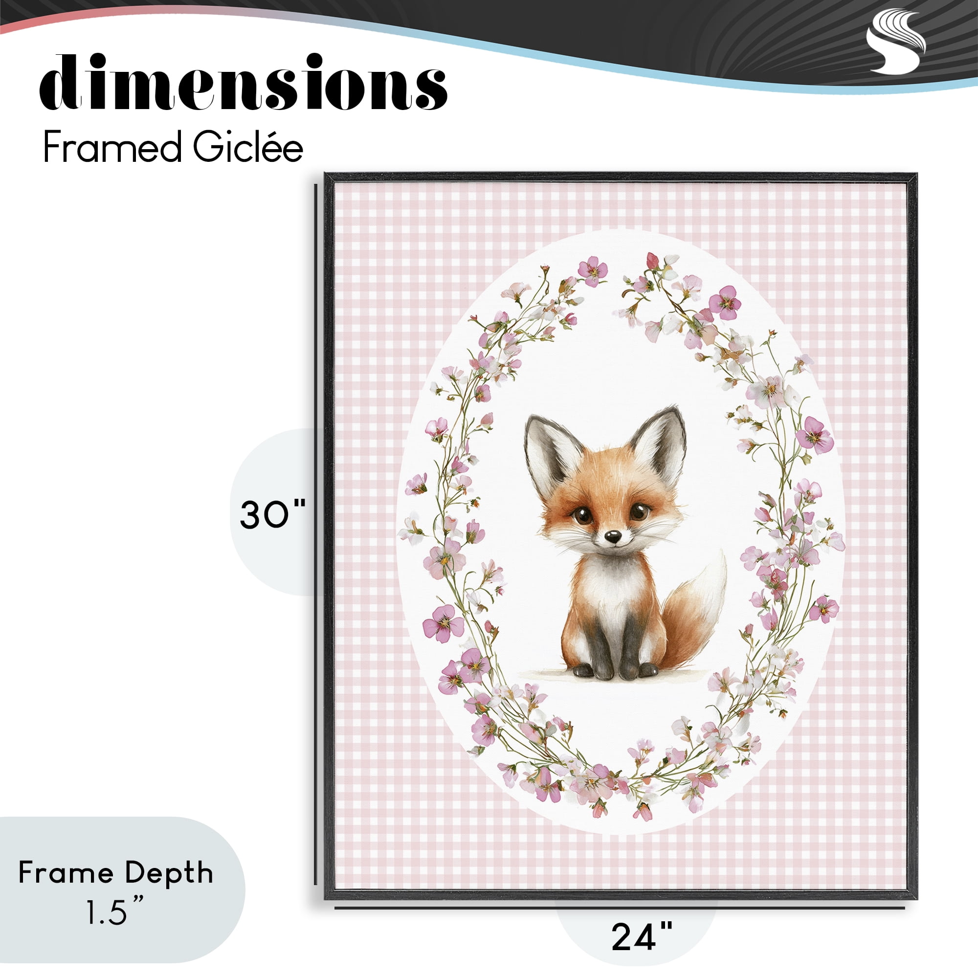 Stupell Industries Fox with Cherry Blossoms Black Framed Giclee Art, design by Christine Simpson Art