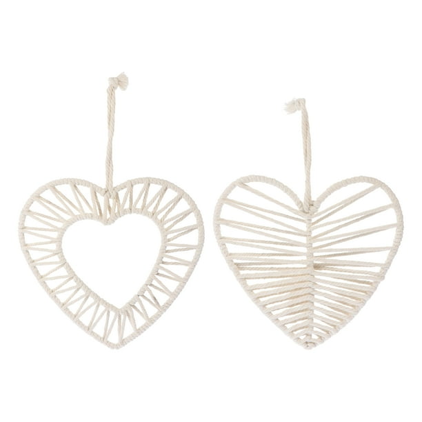 GOOHOCHY 2pcs Bohemian Wall colgando adornos de corazón amoroso-corazón para la decoración de la fiesta en casa