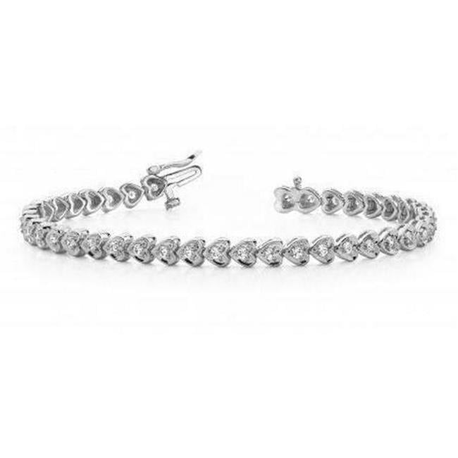 Harry Chad Enterprises 57835 Heart Shape 6 CT Round Cut Diamonds Tennis Bracelet, 14K White Gold