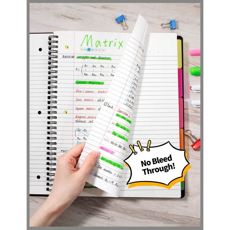 Left Handed Notebooks SUNEE College Ruled Notebook With 5 Movable ...